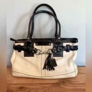 Ivory and black Coach bag